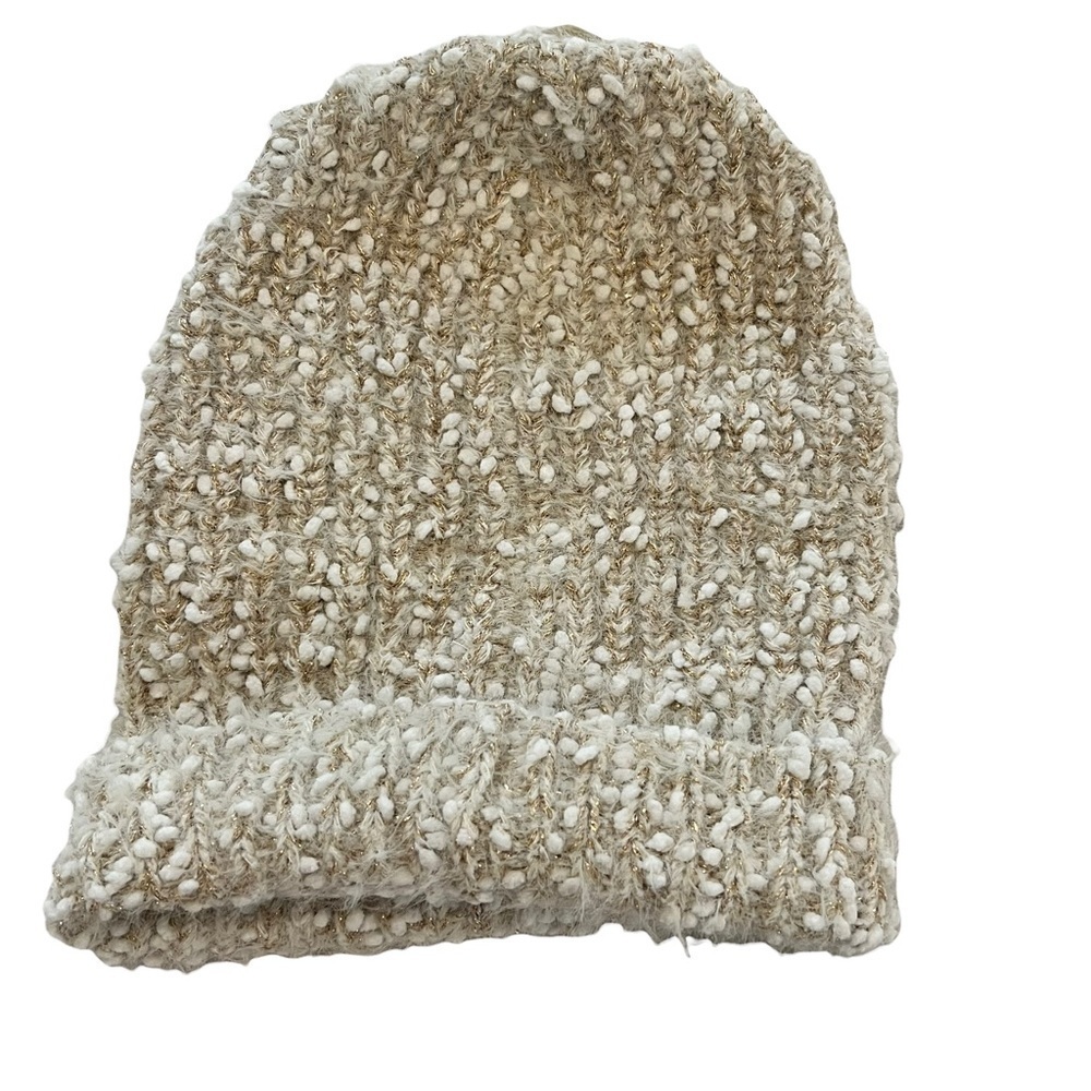 Aerie Matching Hat and Scarf Set Cream Gold Metallic OS - Picture 6 of 12